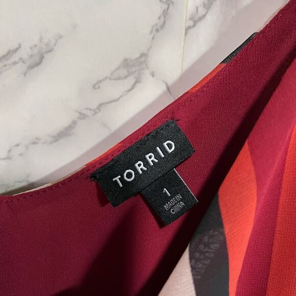 Torrid 1X Chiffon Stripe Double Layer Swing Cami - Picture 4 of 9